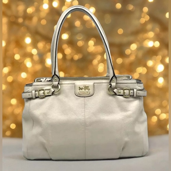 Coach Madison Kara Ivory White Leather Carryall Tote - Picture 1 of 16